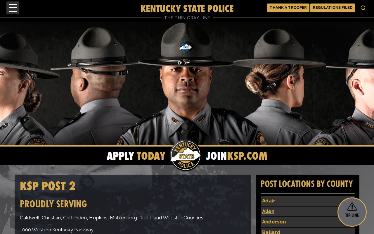 Crittenden County arrest lookup through Kentucky State Police Post 2
