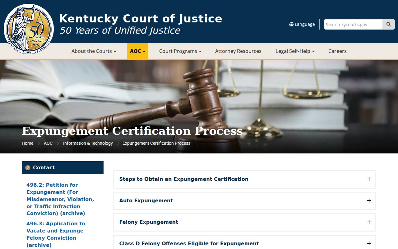 Crittenden County criminal court case expungement process