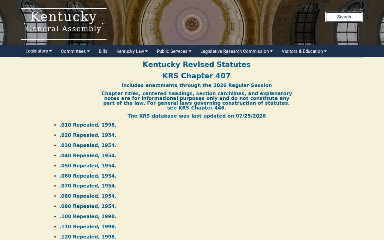 Kentucky statutes governing Crittenden County sex offender registration