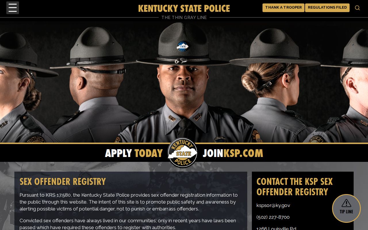 Kentucky State Police sex offender registry guidance for Crittenden County searches