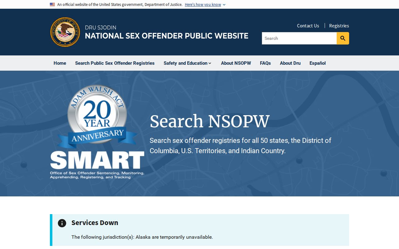 National Sex Offender Public Website used alongside Crittenden County registry searches