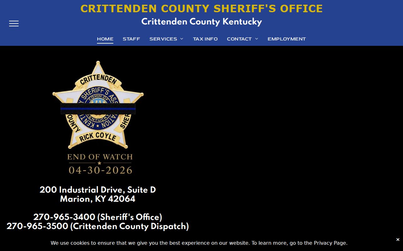 Crittenden County criminal history source at the sheriff's office