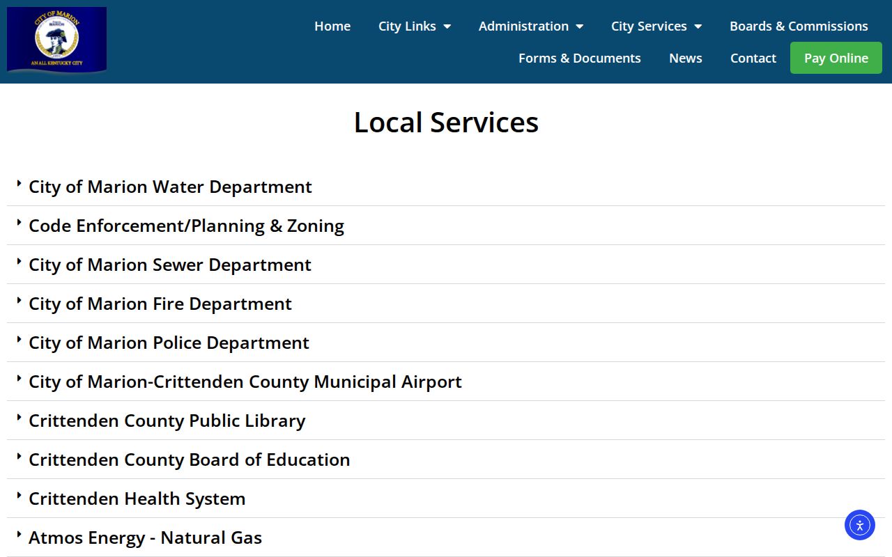 Marion Police Department and local services information